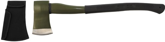 Bijl met glasvezel steel en beschermhoes 62CM, groen van Benson