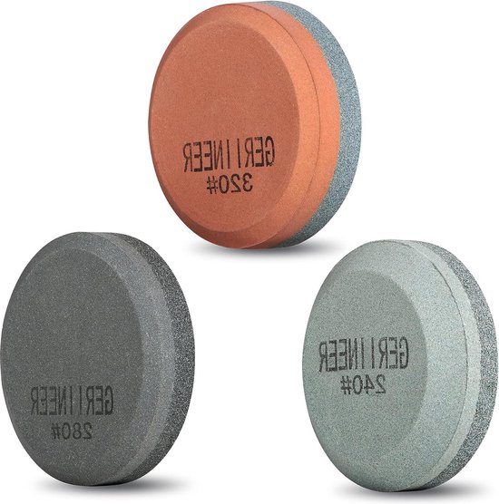 Bijl slijper 2-in-1 slijpsteen - tuingereedschap keukenmessen-beitels - 3 stuks van Kreator