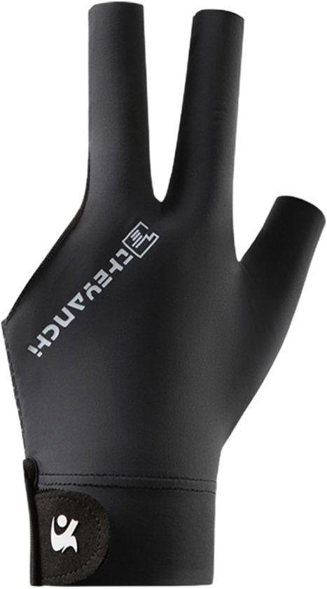 Biljarthandschoenen met drie vingers - ademende zwembadhandschoenen - antislip zwembadhandschoenen - open drie vingers - linkshandig - zwart van Merkloos	