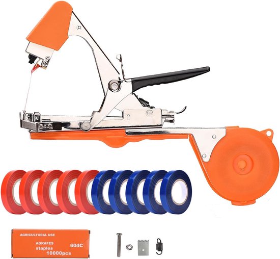 Bindmachine - Bindtang Voor Planten - Bind Tak Machine- Groente & Fruit Bindmachine - Tuingereedschap - Plantenbinder voor Plantensteun - 5 Rollen Bindtape van Merkloos	