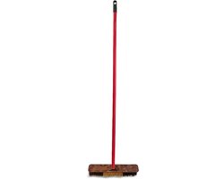 Binnenbezem 132cm met steel -breedte 36 cm -Veger / Zachte Besem voor alle vloeren - zachte haren - kunststof - Bruin/Geel - Houten Design van Merkloos	