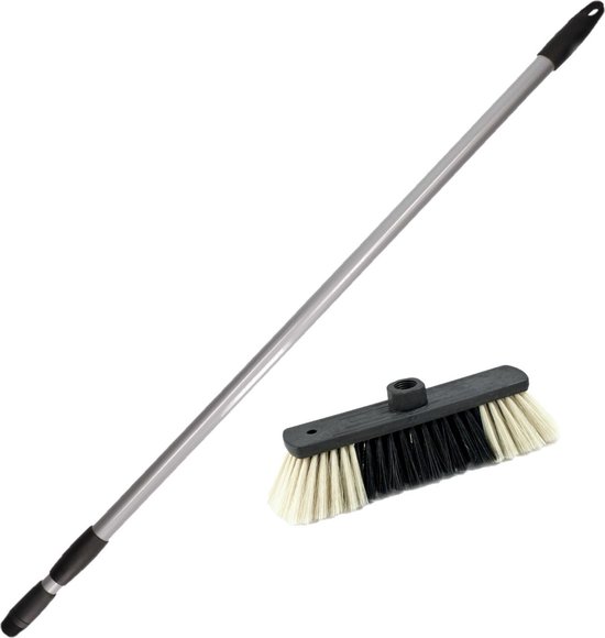 Binnenbezem ECO inclusief metalen telescoopsteel grijs 130 cm - Zachte bezems van Sorbo