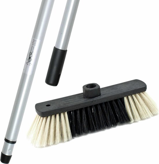 Binnenbezem Eco inclusief metalen telescoopsteel zilver 200 cm - Zachte bezems van Sorbo