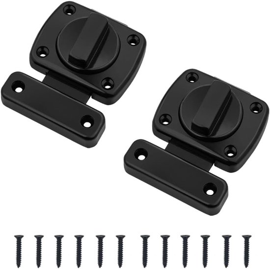 Binnendeur Draaislot 2 stk. Zinkleg Schuifgrendel met 12 Schroeven voor Deur/Kast/Raam - Corrosiebestendig Sluitsysteem - Zwart Kleur van Merkloos	