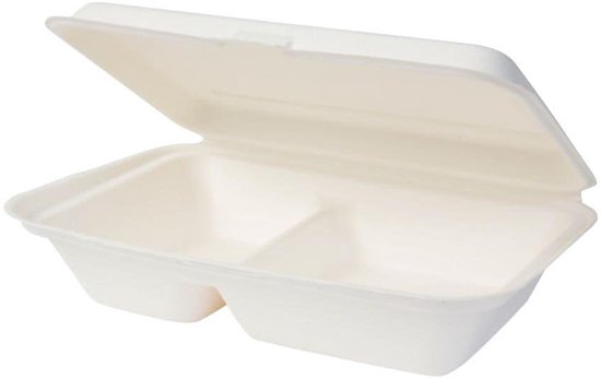 Bio wegwerp bagasse kommen suikerriet lunchbox gedeeld 2