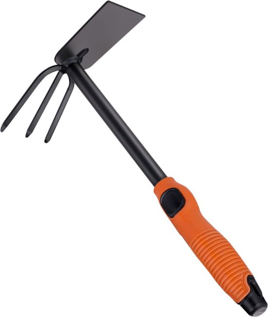 BLACK+DECKER Dubbele Schoffel - 3 Pinnen en Hak - 30 CM - Ergonomisch Handvat - Zwart/ Oranje van BLACK+DECKER