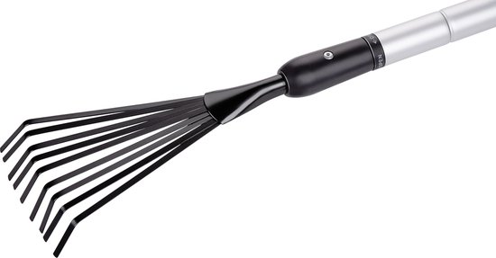 BLACK+DECKER Hark - Telescopische Tuinhark - Uitschuifbare Steel van 78 tot 111 CM - Bladhark - Tuingereedschap Aluminium Steel en Koolstofstalen Kop - Roestvrij - Zilver/Zwart van BLACK+DECKER