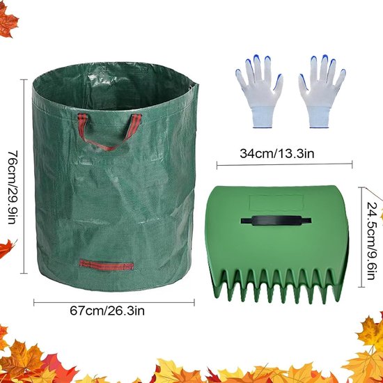 Blad Harken Set - Bladverzamelaar Klauw - Tuin Opruimen - Ergonomisch Handvat - 500L Capaciteit - Groen
