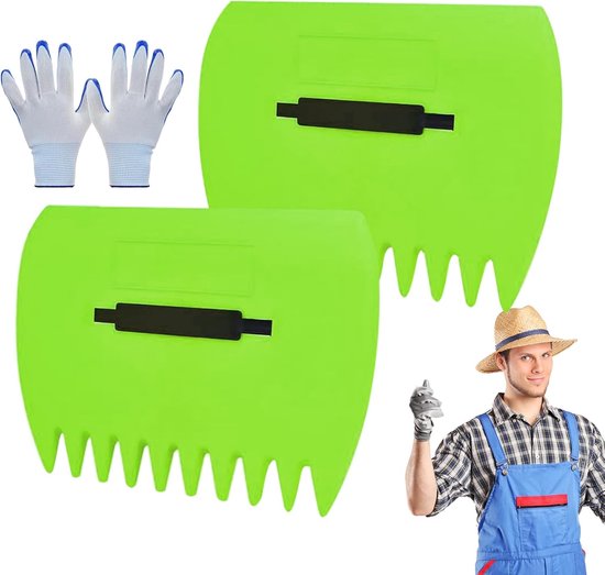 Blad Harken Set - Tuin Harken Handschoenen - Tuin Opruimen - Multifunctionele Klauwen - 28x28.5cm - Geel