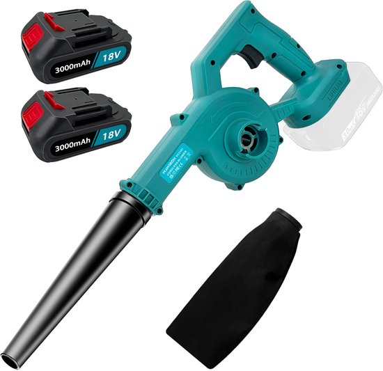 Bladblazer 18V Accu Set met Zuigfunctie & 2 Accu's – 0-18.000 RPM, Blaaskracht 3.1N & EU-Lader van Merkloos	