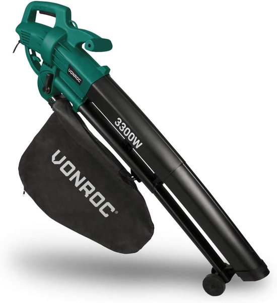 Bladblazer 3-in-1 – Blazen, Zuigen & Versnipperen – 3300W – 270 km/u – 40L Opvangzak