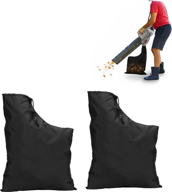 Bladblazer opvangzak - Bladzuiger zak - Vervangzak bladblazer - Opvangzak bladzuiger - Bladopvangzak - Bladeren opruimen - 44 x 60 cm - Universele vervangzak voor bladzuiger en bladblazer - Oxford stoffen tuinzak met ritssluiting - Zwart - 2 stuks
