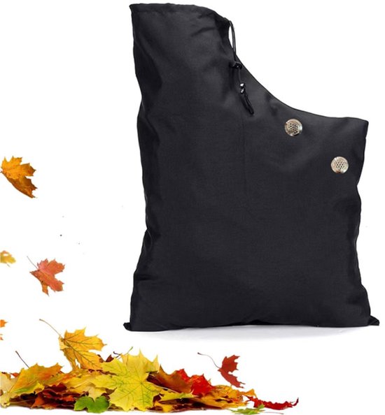 Bladblazer vacuümzak - Bladzuigerzak - 44x60 cm - met Ventilatiegaten - Vacuümzak voor Bladeren - met Rits en Trekkoord - Bladblazer Zak voor Bladzuiger & Versnipperaar - voor Binnen en Buiten - Waterdicht - Zwart van Merkloos	