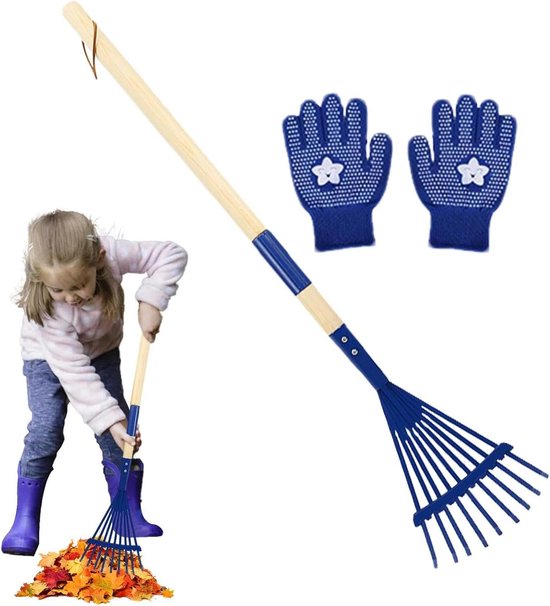 Bladeren kleine tuinhark voor - gazonhark en handschoenen set met kamperen verkenning - tuinharken voor buiten en tuinieren .
