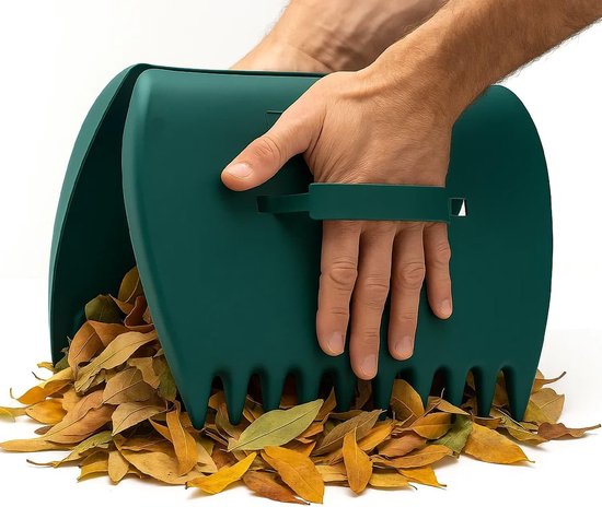 Bladgrijper - 2-delige schepset - Grote lichtgewicht kunststof handhark voor bladeren, gras, tuinafval, tuinafval - Zware en gebruiksvriendelijke reinigingsschep, legergroen van Rudolphy Garden