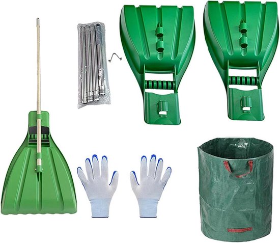 Bladgrijper - Bladschep Klauw - Tuin Opruimen - 2-in-1 Hark en Klem - 140 cm Lengte - Groen