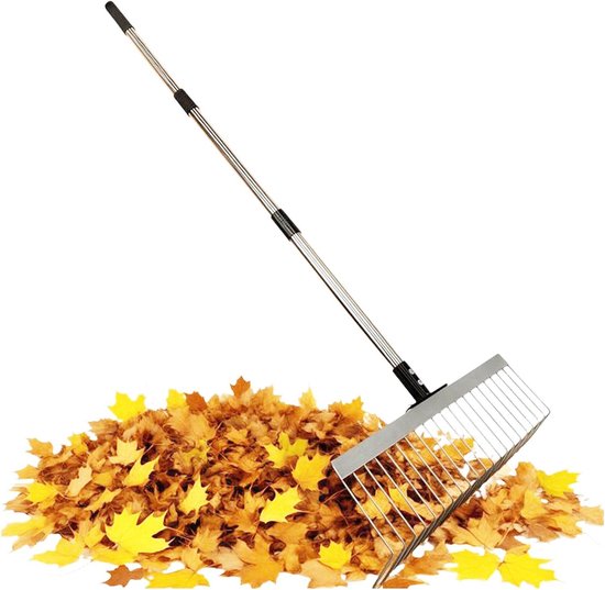 Bladhark - Gazonhark Tuinhark - Bladeren Verzamelen - Verstelbare Steel - 125 cm - Enkel kenmerk