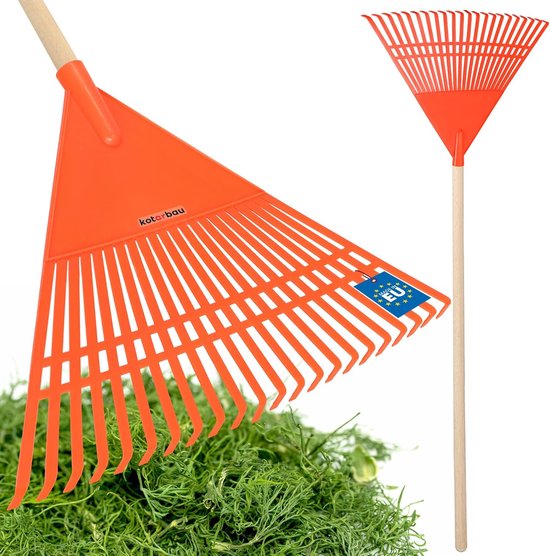Bladhark Kunststof - Waaierbezem Tuin - Bladeren Harken - Lichtgewicht Handzaam Ontwerp - 300 x 450 mm - Oranje