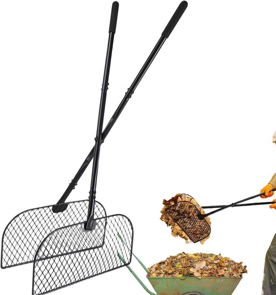 Bladhark Lange Steel - Gazon hark - Tuin reinigen - Brede anti-slip collector - 32 cm breed - Niet gespecificeerd