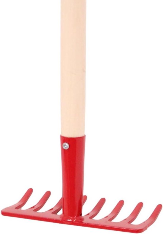 Bladhark met steel - Tuinhark perkhark - Precisie tuinonderhoud - Extra smalle werkbreedte - 104 cm lengte - Rood