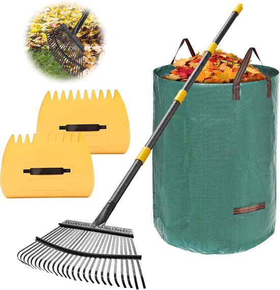 Bladhark Set - Tuinopruiming - Gazon Onderhoud - Met Opvangzak - 45 cm Breed - Metaal