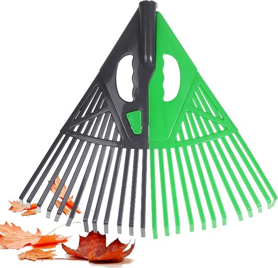 Bladhark Tuin - Gazon hark - Buiten opruimen - Verstelbare harkkop - 54 x 45 cm - Groen