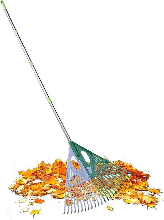 Bladhark Tuin - Gras hark Bladeren - Tuin Schoonmaken - Zachte Grondcontact - 48 x 28 cm - Groen