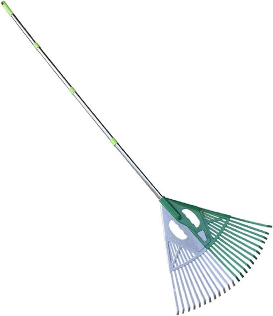 Bladhark Tuin - Gras hark - Tuin opruimen - Brede grijper - 48 x 28 cm - Groen