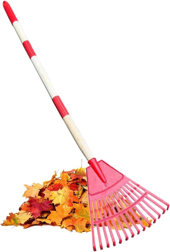 Bladhark Waaivormig - Tuin hark - Gazon reinigen - Afneembare steel - 14 tandig - Rood