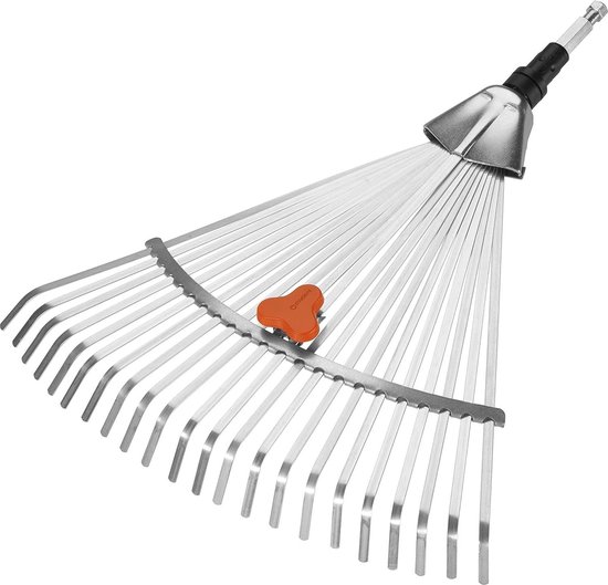 Bladhark - Werkbreedte 30-50 cm - Tuingereedschap voor bladeren of gemaaid gras - Combisystem Stelen (3103-20) - Zilver van GARDENA