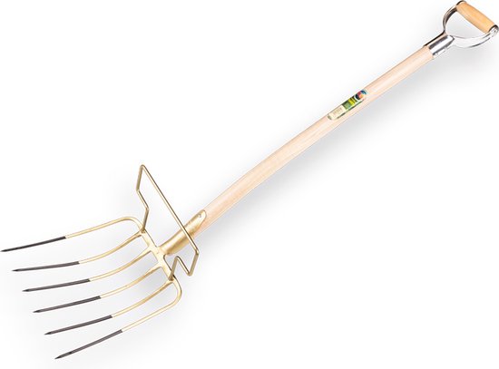 Bladvork OFFNER 6 tanden met veerdul, 36 cm breed, met BEUGEL, met YD-steel 95 cm. van Offner