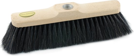 Blank gewaxte zachte binnen bezemkop met zwart paardenhaar extra vol 30 cm- kamerbezems/binnen bezems van Gorilla Clean