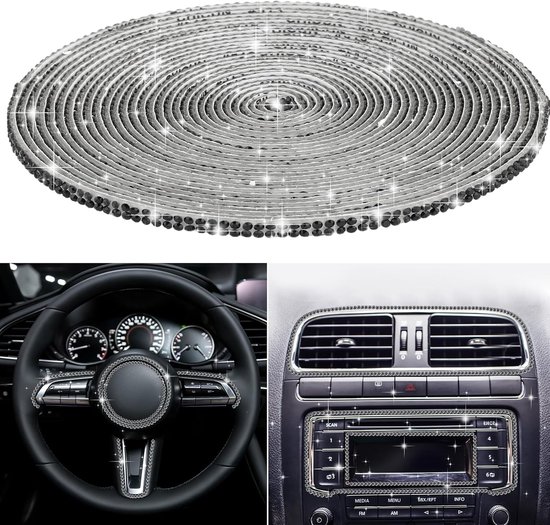 Bling Auto Trim Zelfklevend - Strass Auto Trim Strips Lijn Molding Stickers voor Auto Dashboard Decoratie - Glitter Auto Interieur Exterieur Accessoires 16,4 Ft (zwart) van Merkloos	