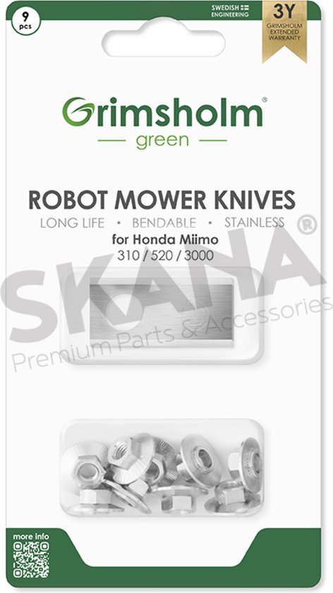 Blister met 9 maaimessen voor robotmaaiers HONDA van Honda