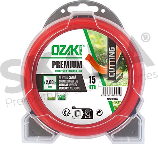Blister vierkante nylondraad PREMIUM LINE OZAKI - Lengte: 15 m, Ø: 2,00mm van Ozaki