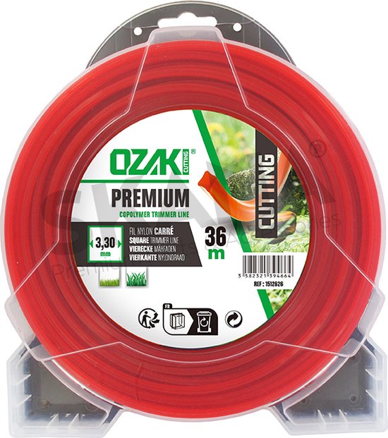 Blister vierkante nylondraad PREMIUM LINE OZAKI - Lengte: 36 m, Ø: 3,30mm van Ozaki