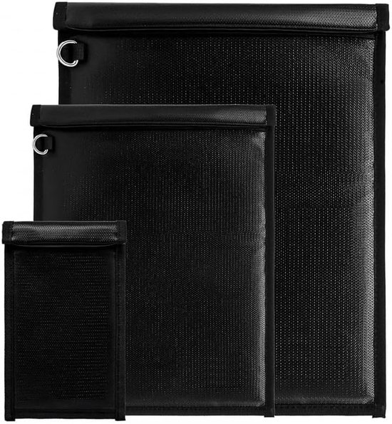 Blocker tas - 3 stuks - vuurvaste - waterdichte gelddocumententas - diefstalbeveiliging - anti-tracking - signaalblokkering - laptops - mobiele telefoons - autosleutels van Merkloos	