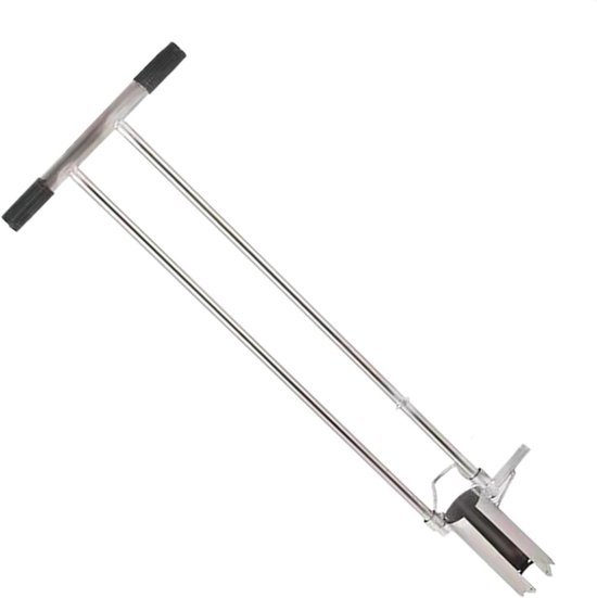 Bloembollenplanter Lange Steel - Plantenplanter Tuinieren - Bloemen Zonder Buigen - Dubbele Handgreep - 7 cm Diameter - Roestvrij Staal