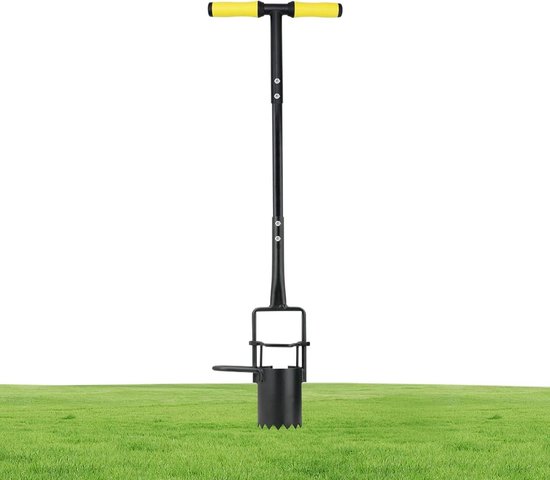 Bloembollenplanter Lange Steel - Tuinplanter Grondverluchter - Planten en Verpotten - Ergonomisch Ontwerp - 37x28x3.5cm - Zilver