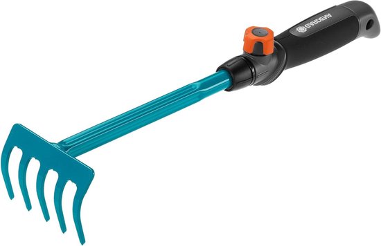 Bloemenhark - Handhark - Tuinhark - Kleine Hark - Tuingereedschap - 5 Tanden - Ergonomische Handgreep - Corrosiebestendig - Compact Tuinharkje - Bodembewerking - Bloembakken - Perken - 8,5 cm Werkbreedte - Geschikt voor combisystem steel van Merkloos	
