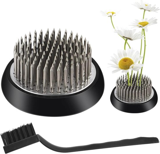 Bloemenkikker set - Bloemenschikgereedschap - Bloemen schikken - Met reinigingsborstel - 61 cm naald - Zwart