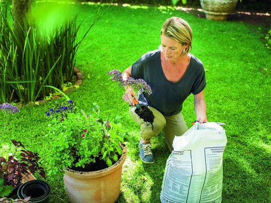 Bloemenschepje - plantenschepje - 26 cm - roestvrij staal - zwart/oranje - Premium van Bloem