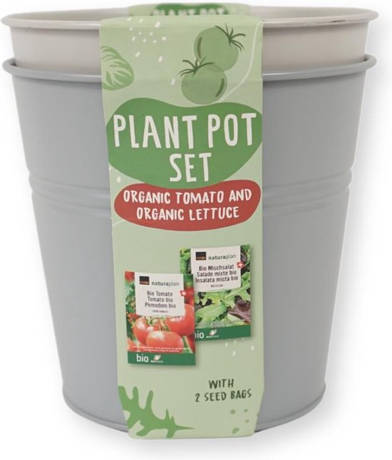 Bloempot set met Bio zaadjes - Tomaat & Sla van Gift Republic