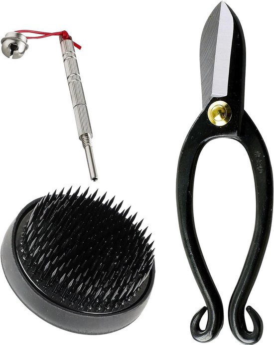 Bloemschik Gereedschap Set - Ikebana Kit - Bloemen Schikken - 3 Delige Set - 61mm Kenzan - Zwart
