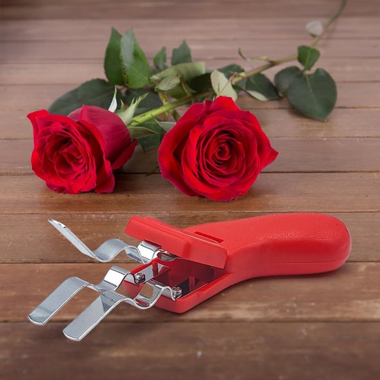 bloemstekelverwijderaar voor bloemisten, met golvende messen van metaal, ergonomische handgreep en steelbescherming, perfect gereedschap voor bloemen en tuinieren