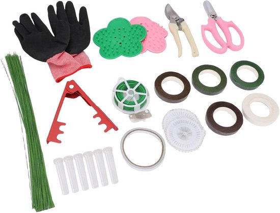 Bloemstukken Gereedschapsset - Bloemisten Kit - Bloemen Arrangeren - Compleet met Tuinhandschoenen - 38 x 29 x 5 cm - Groen