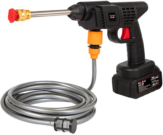 Blow accu-hogedrukreiniger, druk tot 26 bar, vermogen 260 W, slanglengte 5 m, waterfilter, verschillende bedrijfsmodi, 44-352#