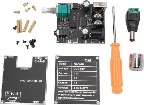 Bluetooth 5.1 Amplifier Card met TPA3110D2 Chip - 30W Mono Amplifier - True WL Stereo Pairing - Audio Power Amplifier Module - Bluetooth AUX USB Input - DIY Speaker System Kit van Merkloos	
