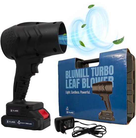 BluMill Turbo Bladblazer - Accu Bladblazer - Draadloos - 18,5V 2,0Ah - Incl. Accu en Oplader - Lichtgewicht van BluMill