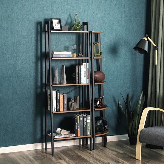 Bobbel Home - Vintage - Kast Met 5 Planken - Zwart/Bruin van Bobbel Home